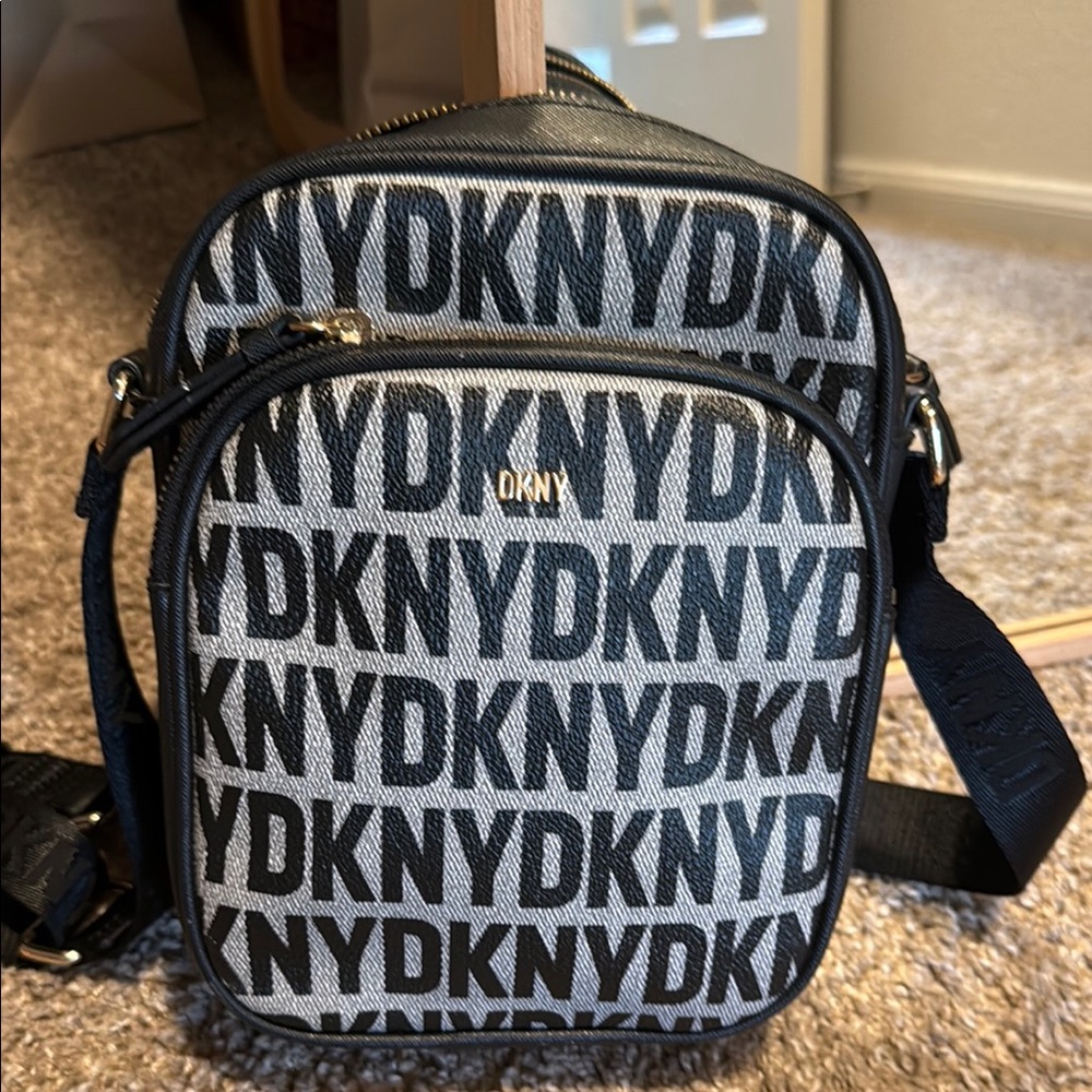 DKNY Black and Gray Belt Bag with Urban Aesthetic